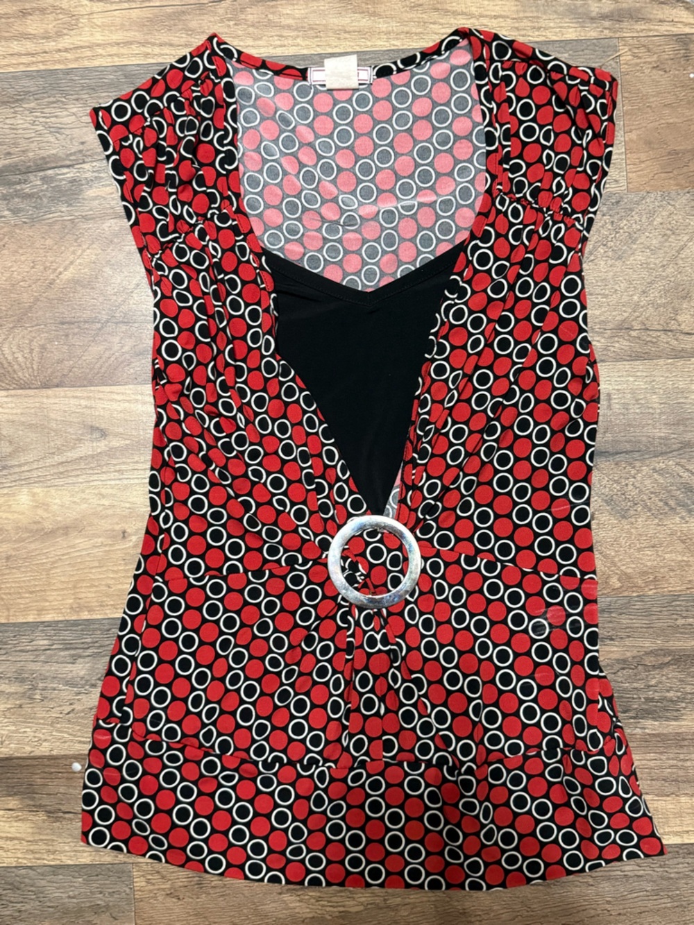 tg Vol. 1 Y2K Red & Black Circle Print Babydoll Top - Whimsigoth O-Ring ⭕️⚫️